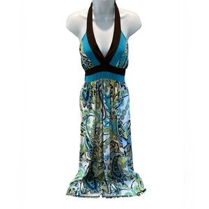 XOXO Multicolor Paisley Halter Maxi Dress size Small